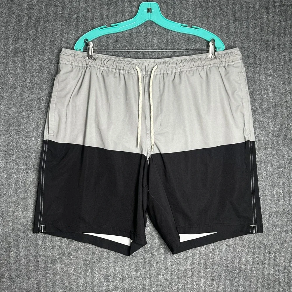 Trinity Coast Mens 2XLT Grey Black Colorblock Swim Trunks Board Shorts